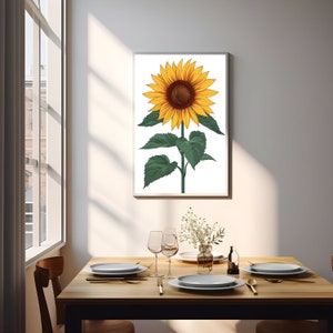 Sonnenblume Art Print für Home Dekor Sonnenblume Wand Kunst druckbare minimale Sonnenblume Poster botanische Blumen Kunstdruck digitaler Download Drucke