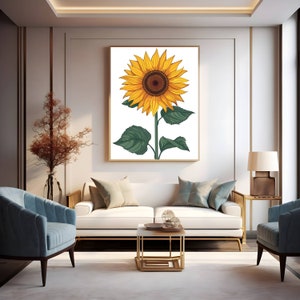 Sonnenblume druckbare Wandkunst Sonnenblume Art Prints Minimalist Sonnenblume Poster für Wandbehang botanische Blumenkunstdrucke digitaler Download