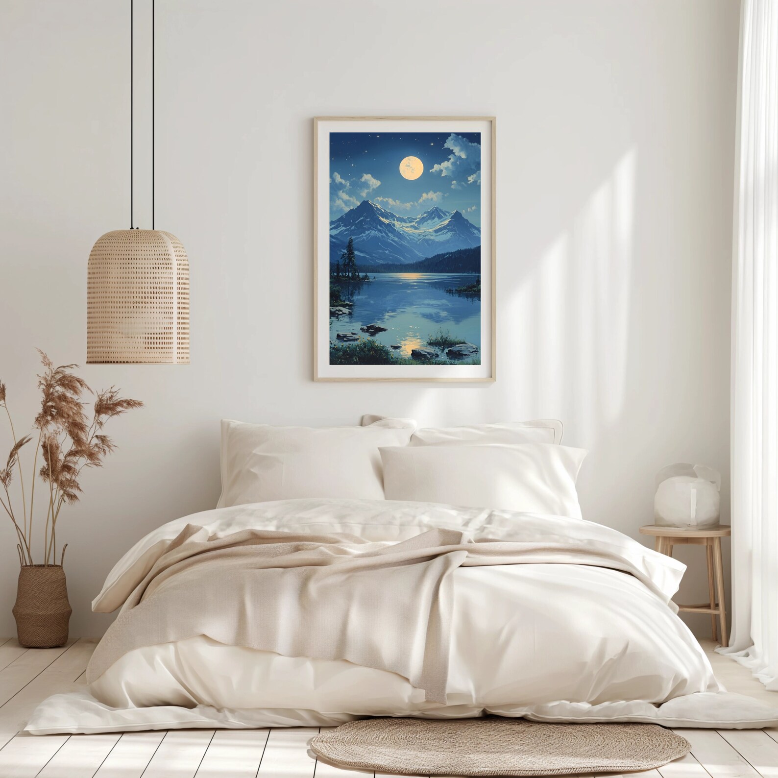 Forest Moon Wall Art Prints,moon Art Painting,forest Scene Poster ...