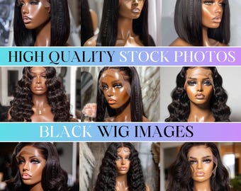 Black Wig Stock Photo Bundle (Digital Download)