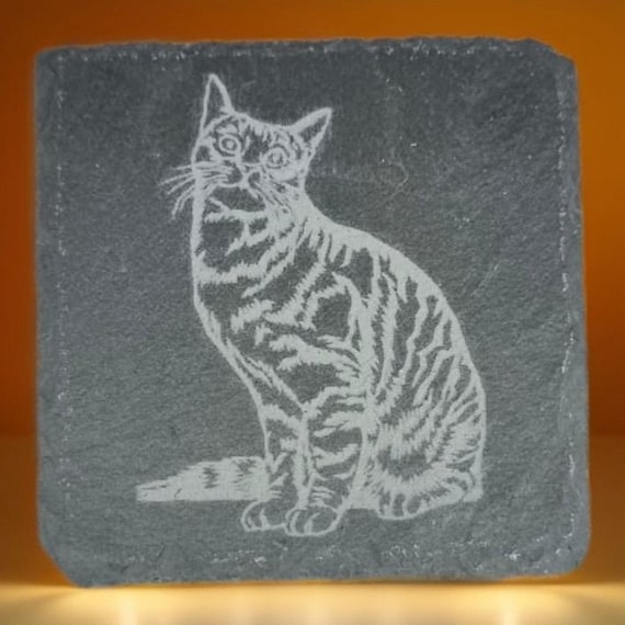 Untersetzer, Schieferuntersetzer - Motiv Katze