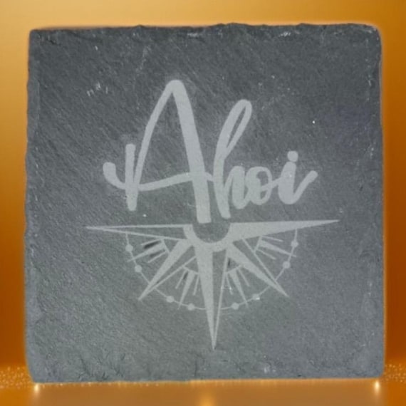 Untersetzer, Schieferuntersetzer - Motiv Windrose Ahoi