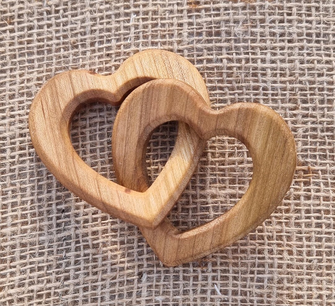 Suspension 3 Gros Cœurs En Bois De Tilleul Sculpté Main - 2