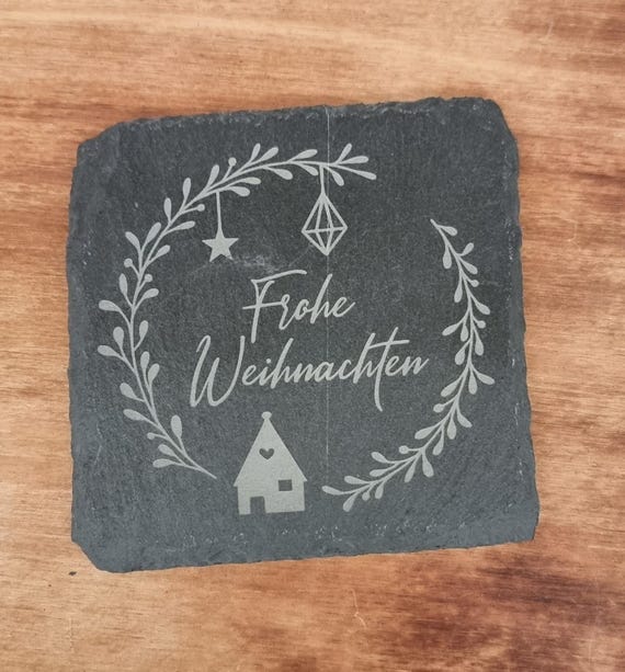 Untersetzer, Schieferuntersetzer - Frohe Weihnachten