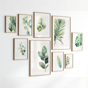 Impresión de planta de acuarela Póster de acuarela de eucalipto Impresión de eucalipto Impresión de monstera en acuarela Arte de higo Impresión de hoja de monstera Planta Calathea ZZ