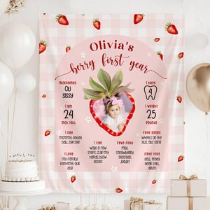 Panneau photo pour le premier anniversaire des petits fruits, panneau pour le premier anniversaire des petits fruits, panneau pour le premier anniversaire des baies, photo personnalisée pour les fraises, toile de fond pour le premier anniversaire des petits fruits