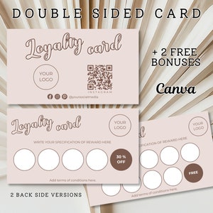 Loyalty Card Template Editable Customer Reward Card Printable Loyalty Card Pink Modern Discount Card Pink VIP Card Nail Tech Lash | KALA