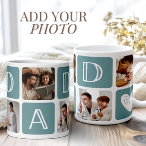Bildertasse für Papa Geschenk Vatertagstasse mit Kinderfoto Geburtstagsgeschenk für Papa Individuelle Familientasse Papatasse Foto-Andenken Geschenk Jahrestag