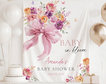 Baby in Bloom Banner Personalized Floral Baby Shower Decor Wildflower Backdrop