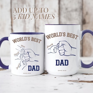 Personalized Best Daddy Ever Mug Daddy Fist Bump Coffee Mug Blue World&#39;s Best Dad Mug Personalized Father&#39;s Day Gift Custom Father Day Cup