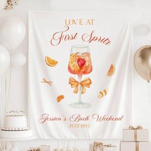 Custom Love at First Spritz Backdrop Aperol Spritz Bridal Shower Banner Orange Spritz Bachelorette Backdrop Summer Cocktail Party Decor