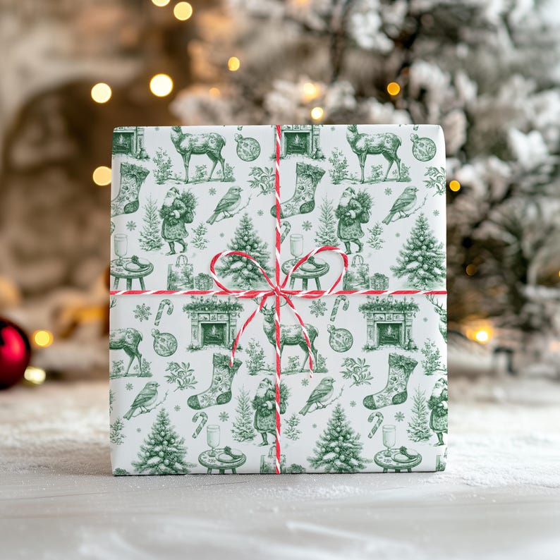 Wrapping Paper Roll Luxury Christmas Gift Wrap Christmas Toile Present Wrap Green Christmas Paper Chinoiserie