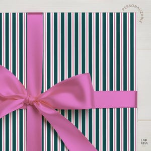 Christmas Stripey Wrapping Paper Green Pink Christmas Gift Wrap Elegant Girly Chrismas Preppy Gift Wrap Birthday Luxury Gift Wrap Stripes