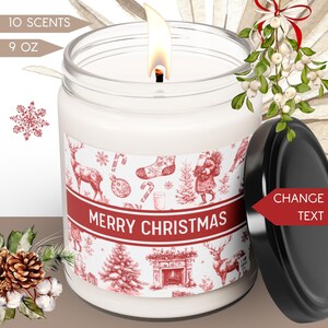 Chinoiserie Christmas Candle Toile De Jouy Scented Candle Custom Luxury Christmas Candle Gift for Employee Christmas Gift for Her Elegant
