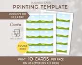 Printing Template Business Card Landscape Print 3.5x2 inch Business Card Canva Editable Blank Business Card Frame Print at Home Blank Label