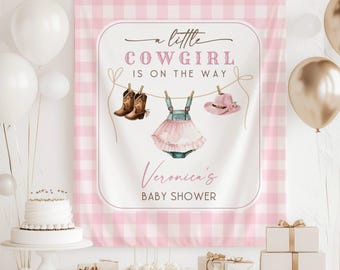 Cow Boy Baby Shower Banner Backdrop - A Little Cowboy Is On The Way - View #8