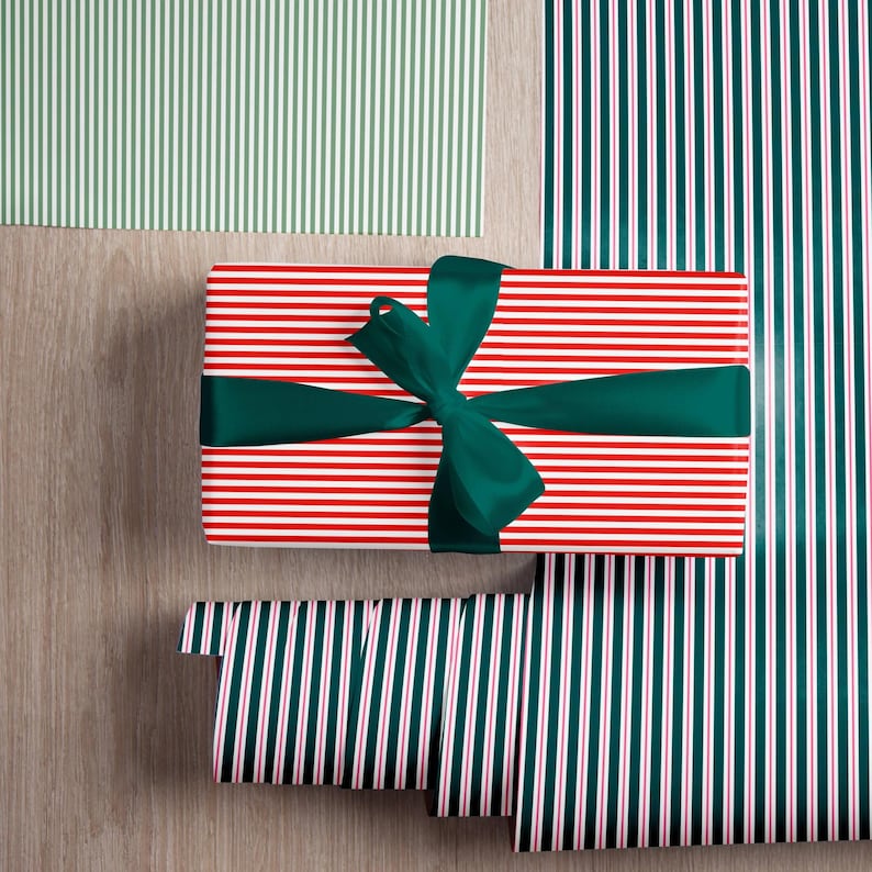 Paper Roll Holiday Classic Red Gift Wrap Classic Stripes Paper
