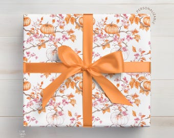 Pumpkin Wrapping paper Pink Halloween Gift Wrap Toile Fall Gift Wrap Custom Autumn Wrapping Paper Pumpkin Birthday Gift Wrap Autumn Wedding