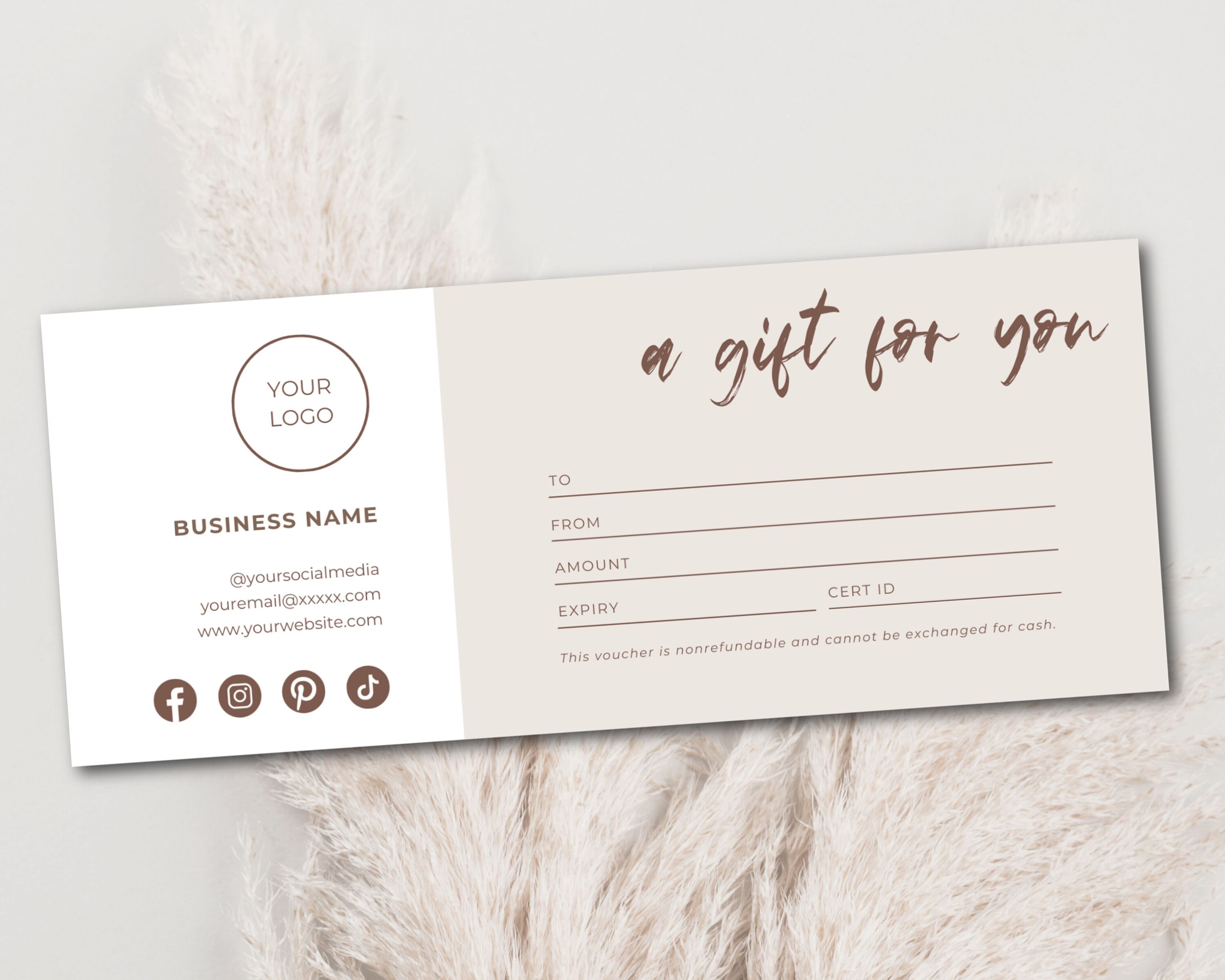 Customisable Gift Certificate Template Canva Editable Gift Voucher
