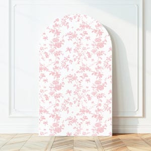 Roze bloemenachtergrond Girly roze strik boog achtergrond roze toile de jouy achtergrond babyshower roze strik achtergrond 1e verjaardag decor meisje