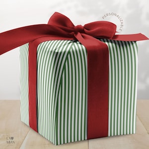 Rotolo di carta da regalo a strisce verdi vintage, carta da regalo natalizia a strisce rosse e verdi, carta da regalo verde per le feste, per marito e fidanzato