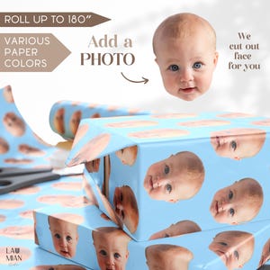 Carta da regalo personalizzata con il viso Carta da regalo personalizzata con il viso del bambino Carta da regalo con stampa di una testa divertente Rotolo di carta da regalo Idea regalo di compleanno personalizzata per figlio e figlia