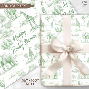 Carta da regalo per rivelare il sesso Carta da regalo neutra per baby shower Carta da regalo Toile Sage Carta da regalo con animali della natura Festa di compleanno safari
