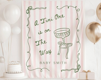 Tini One is on The Way Baby Shower Backdrop Elegant Tini Baby Shower Banner Striped Baby Shower Decor Martini Bow Shower Tapestry Cocktail