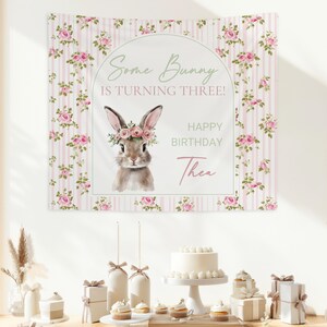 Some Bunny is Turning One Backdrop Bunny 1st Birthday Banner Custom 1st ...