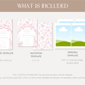 Baby Girl Shower Invitation Template Luxury Dior Style Blush Pink Digital Invitation Pink Toile Safari Invite DIY Canva Template Baby Shower image 5