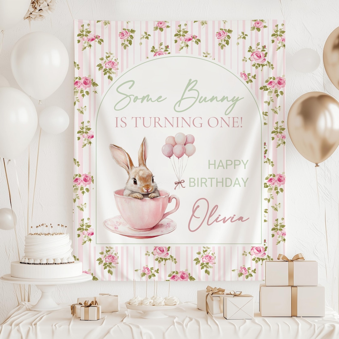 Some Bunny is Turning One Backdrop Bunny 1st Birthday Banner Custom 1st ...