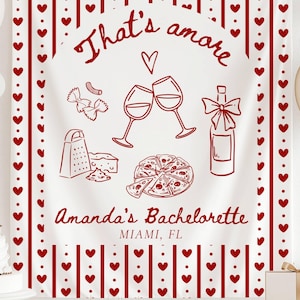 Thats Amore Bachelorette Banner Personalized Italian Bridal Shower Wall Tapestry Pizza Party image 10