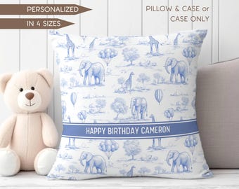 Toile Art Pillow Cover Nursery Safari Pillow Custom Baby Shower Gift Luxury Cushion Cover Elephant Chinoiserie Pillow Kid Toile de Jouy Case