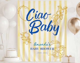 Ciao Baby Baby Shower Banner Amalfi Coast Shower Backdrop Lemon Theme Shower Italian Baby Shower Decor Citrus Banner Summer Coast Shower