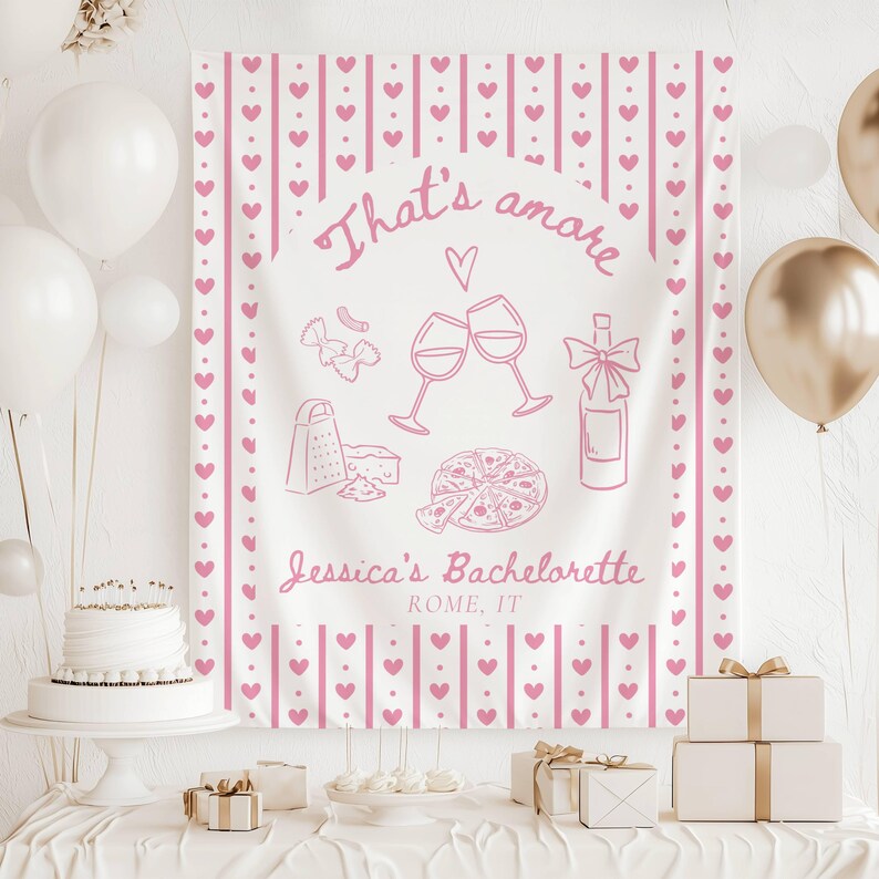 Bachelorette Banner Thats Amore Sign Italian Themed Bachelorette in Italy Trip Banner