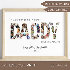 Custom Dad Wall Art Custom Daddy Photo Gift Dad Photo Collage Daddy