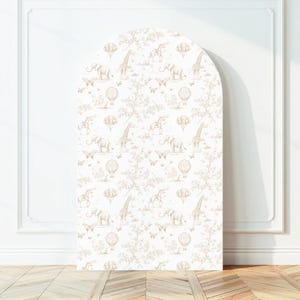 Neutral Baby Shower Backdrop Beige Toile de Jouy Arch Backdrop Gender Reveal Decoration Neutral Backdrop Baby Shower Beige Arch Chinoiserie