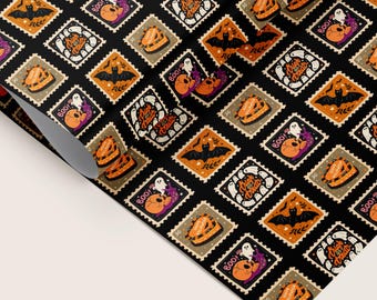 Halloween Dark Gift Wrap Spooky Halloween Wrapping Paper Black Trick or Treat Gift Paper Halloween Birthday Wrapping Paper Roll Gothic Wrap