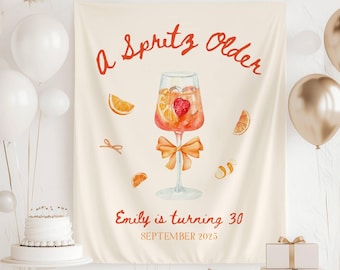 Een Spritz oudere verjaardag banner gepersonaliseerde Spritz verjaardag achtergrond zomer 30e verjaardag teken aangepaste 21e verjaardag teken Aperol Spritz Party