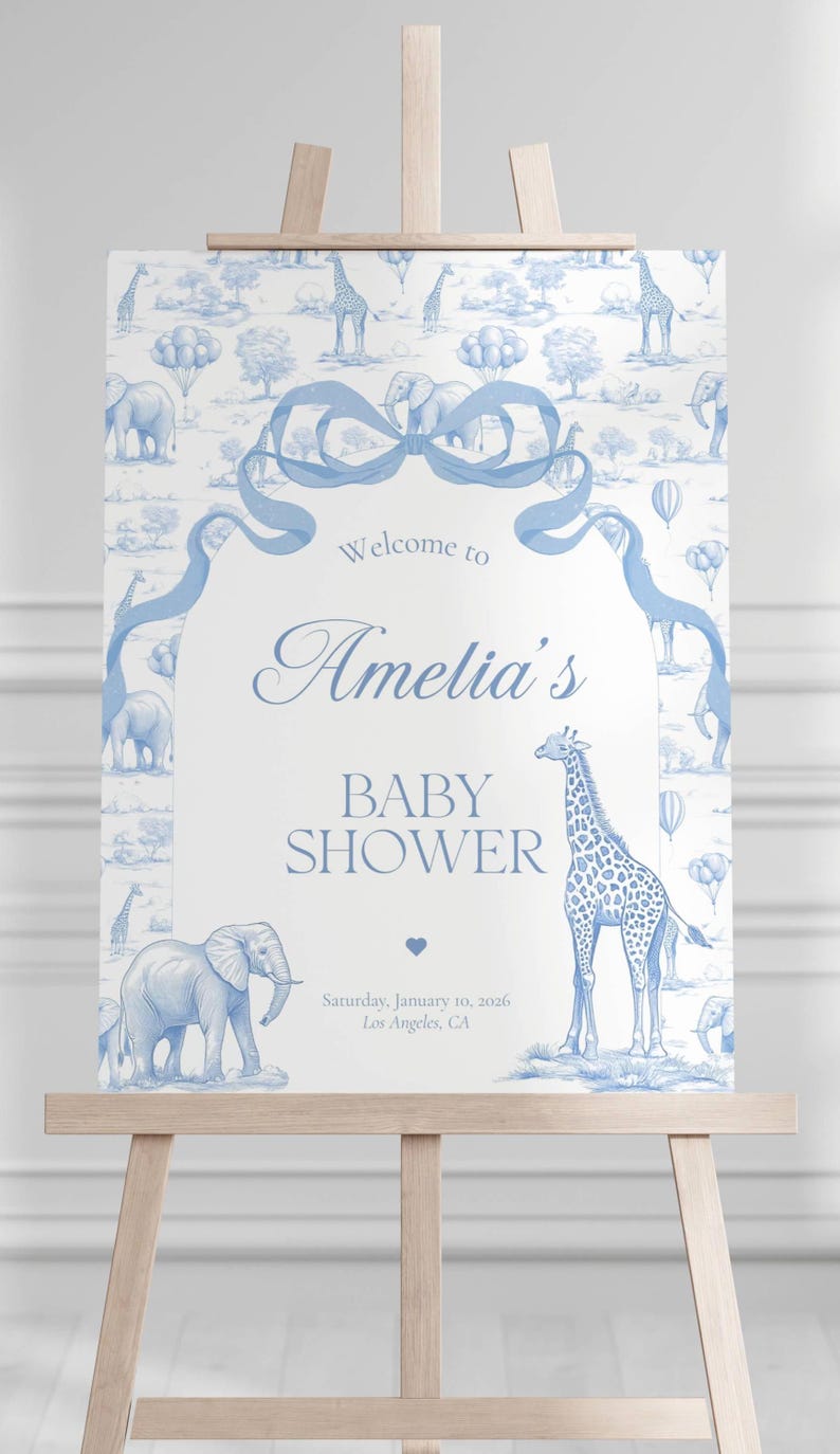 Blue Toile Baby Shower Welcome Sign Chinoiserie Boy Baby Shower Welcome Sign Editable Template Canva Welcome Sign Toile Baby Shower Decor image 7