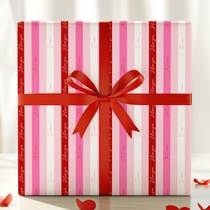 Love You Gift Wrap Red Pink Gift Wrapping Cute Valentines Gift Wrap Elegant Wedding Gift Wrap Stripe Je Taime Gift Wrap for Her Anniversary