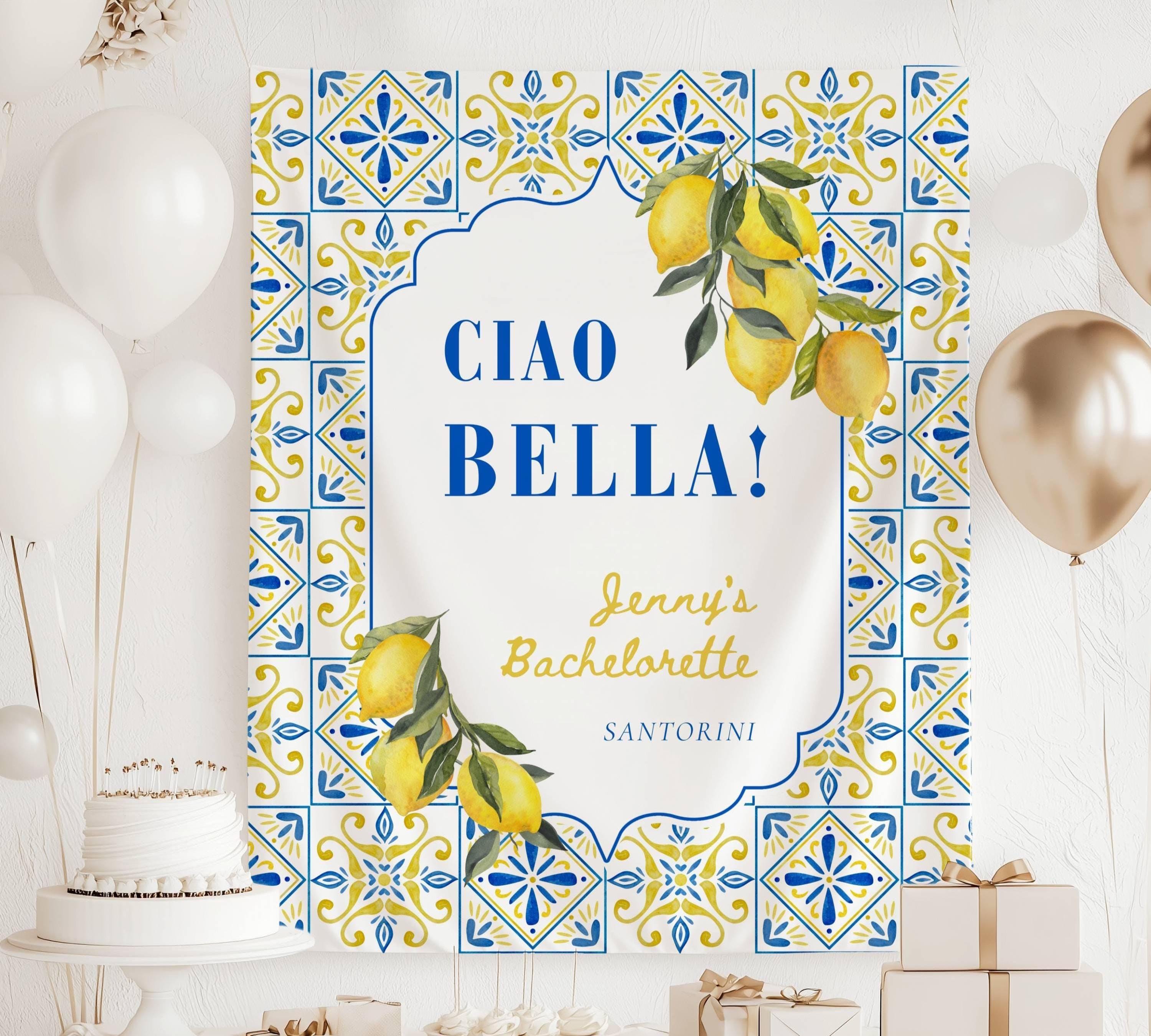 Ciao Bella Bach Decor Italian Bachelorette Party Banner Mediterranean Bachelorette Backdrop Summer Lemon Italy Tapestry Ciao Bella Banner