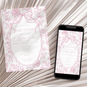 Pink Bow Invitation Template Pink Baby Girl Shower Evite Luxury Dior Style
