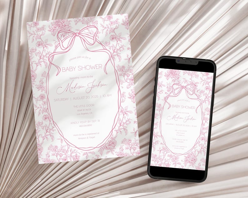 Pink Bow Invitation Template Pink Baby Girl Shower Evite Luxury Dior Style