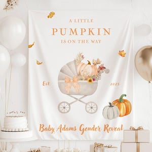 Little Pumpkin Baby Shower Banner Baby Girl Pumpkin Shower Backdrop Custom Autumn Shower Decor Pumpkin Fabric Sign Pumpkin Wall Tapestry