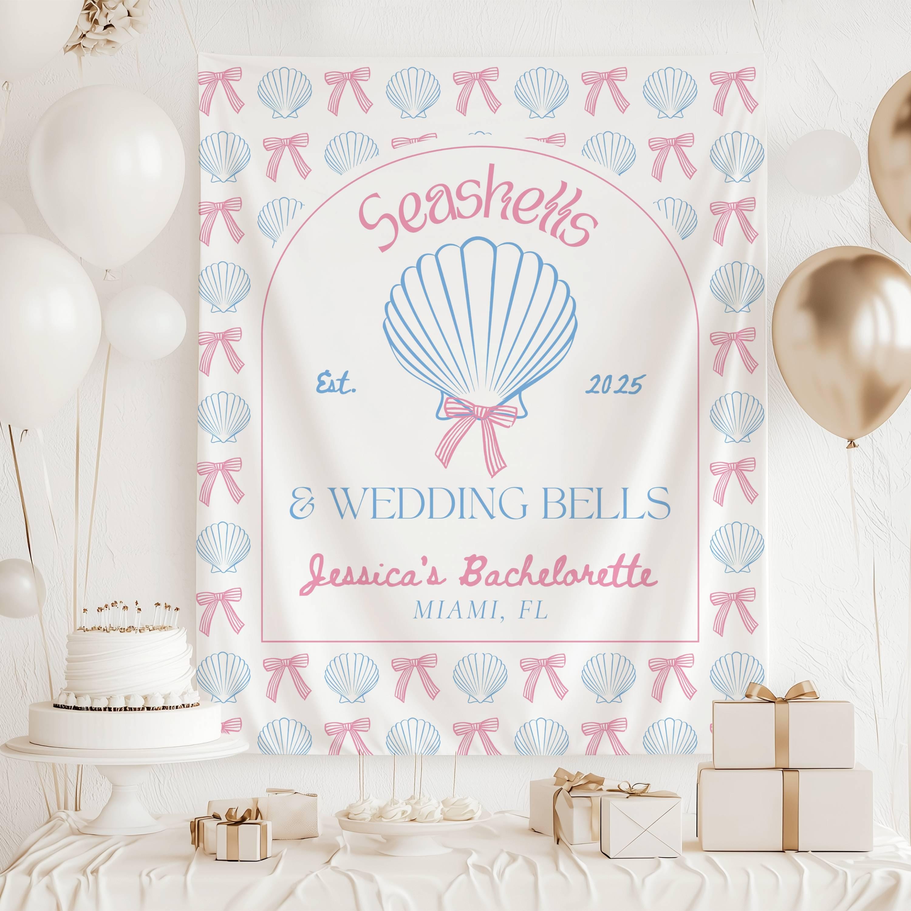 貝殻とウェディングベルのバナー ビーチ バッチ装飾 貝殻 沿岸 女子旅 背景 フロリダ 独身パーティー バナー ビーチ ブライダルシャワー サイン -  Etsy 日本, image size:3000x3000