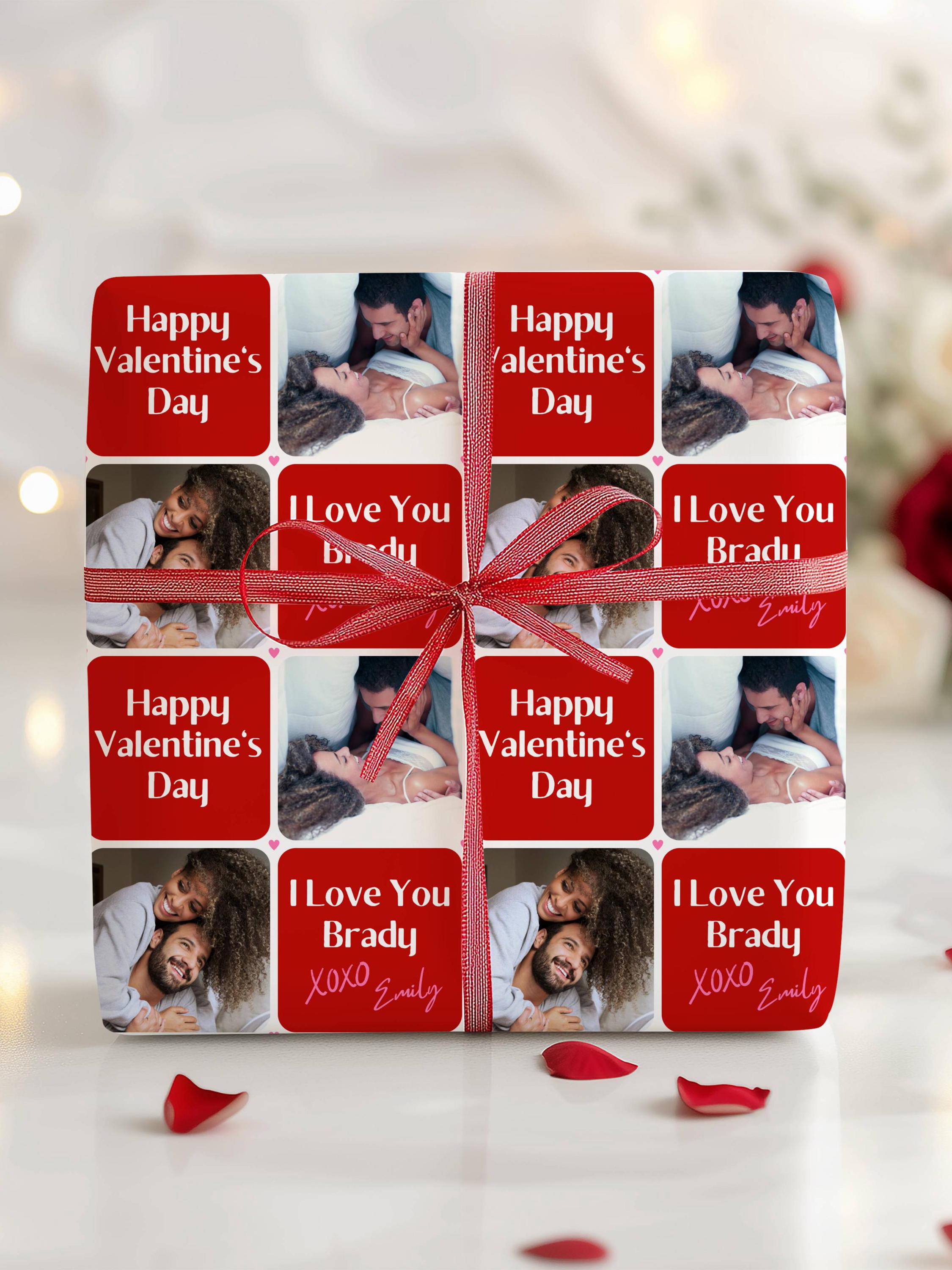 Custom Couple Photo Gift Wrap Love Custom Wrapping Paper Photo Valentines Day Wrapping Paper Roll Custom Picture Text Gift Wrap Personalized