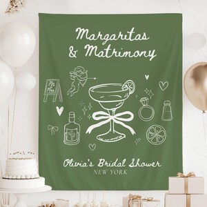 Margaritas and Matrimony Banner Bachelorette Margs and Matrimony Bachelorette Party Decor Cocktail Club Bach Beach Decoration Summer Shower