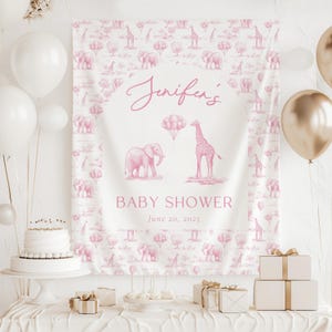 Baby Girl Shower Invitation Template Luxury Dior Style Blush Pink Digital Invitation Pink Toile Safari Invite DIY Canva Template Baby Shower image 12