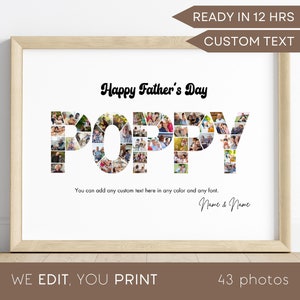 Cartaz de colagem de fotos papoula presente personalizado para pops presente exclusivo do dia dos pais para o avô presente de aniversário para o vovô feito sob encomenda
